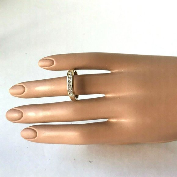 Gold Cubic Zirconia Eternity Anniversary Ring Size 12 VintageStyle Plated Unisex - Picture 7 of 9